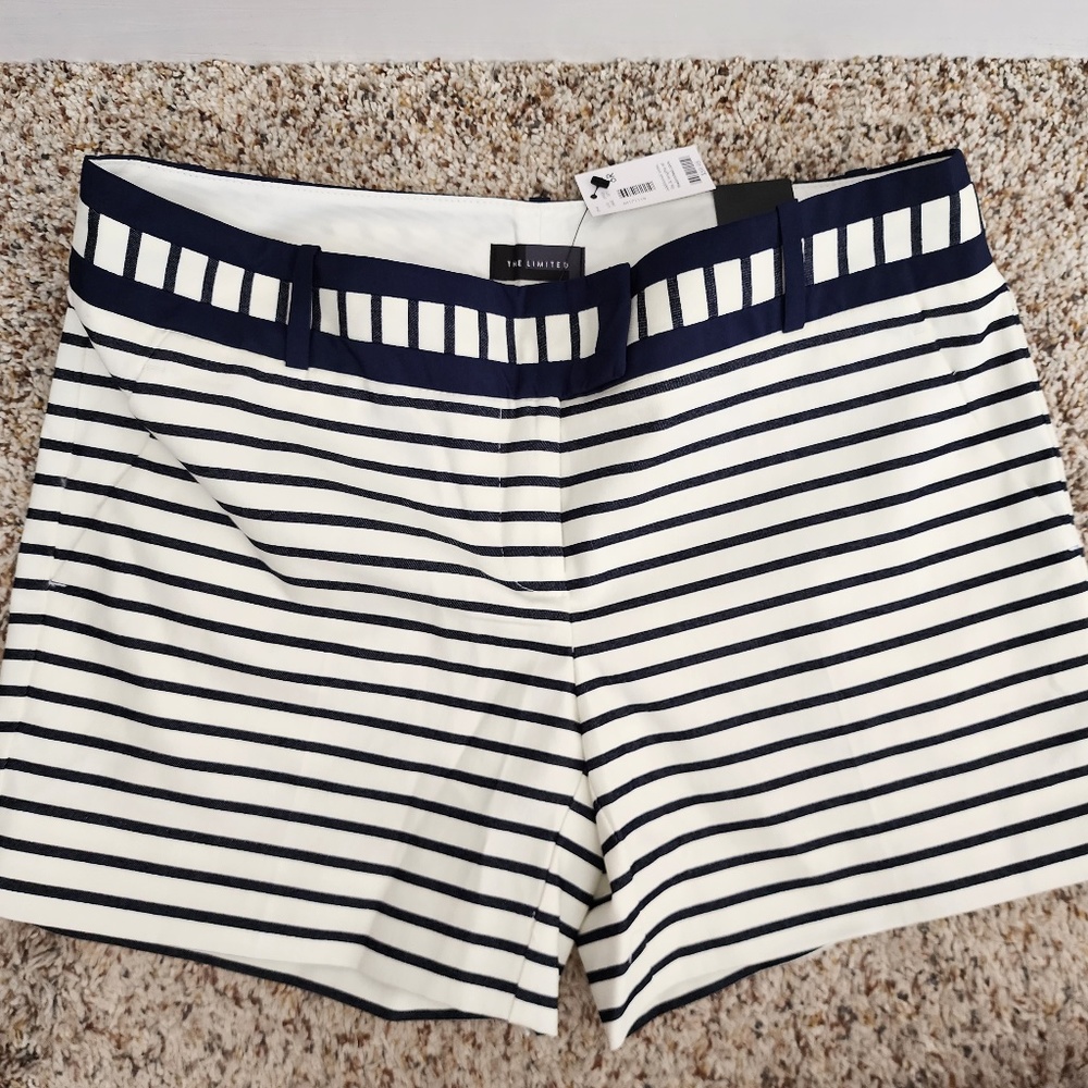 NWT The Limited striped Canvas Shorts Nautical Preppy Navy White Formal 6